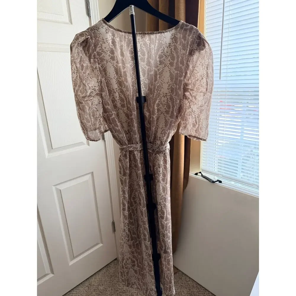 3 for $9 Bailey Blue V Neck Snake Pring V Neck chiffon dress euc L